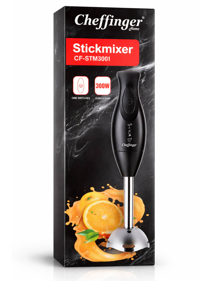 Edelstahl 300W Stabmixer Pürierstab in Schwarz