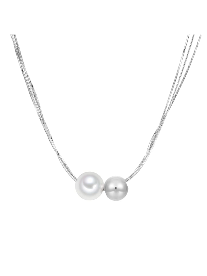 Kette aus Messing mit Glasperle in weiß