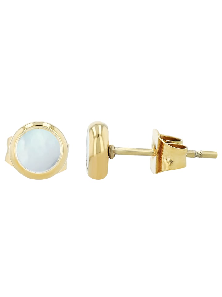 Damen Ohrringe – Ohrstecker aus Edelstahl mit Perlmutt in gold