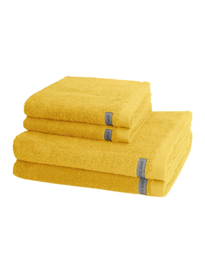 2 X Handtuch 2 X Duschtuch im Set Sinfonie in Senf