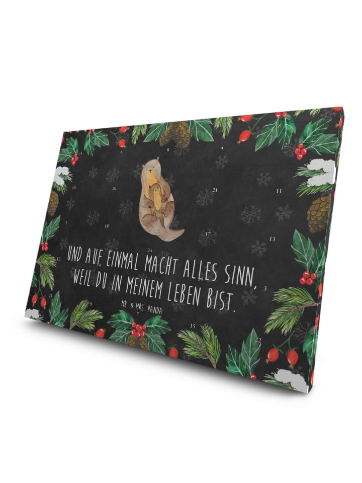 Advents-Teekalender Otter Kind mit Spruch in Kreidetafel