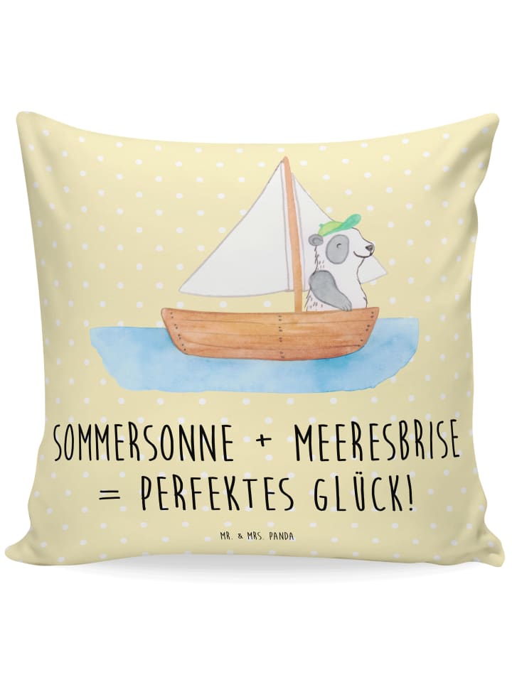 Kissen Sommer Meer Glück mit Spruch in Gelb Pastell