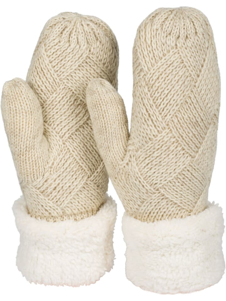 Strick Fäustlinge Handschuhe in Beige