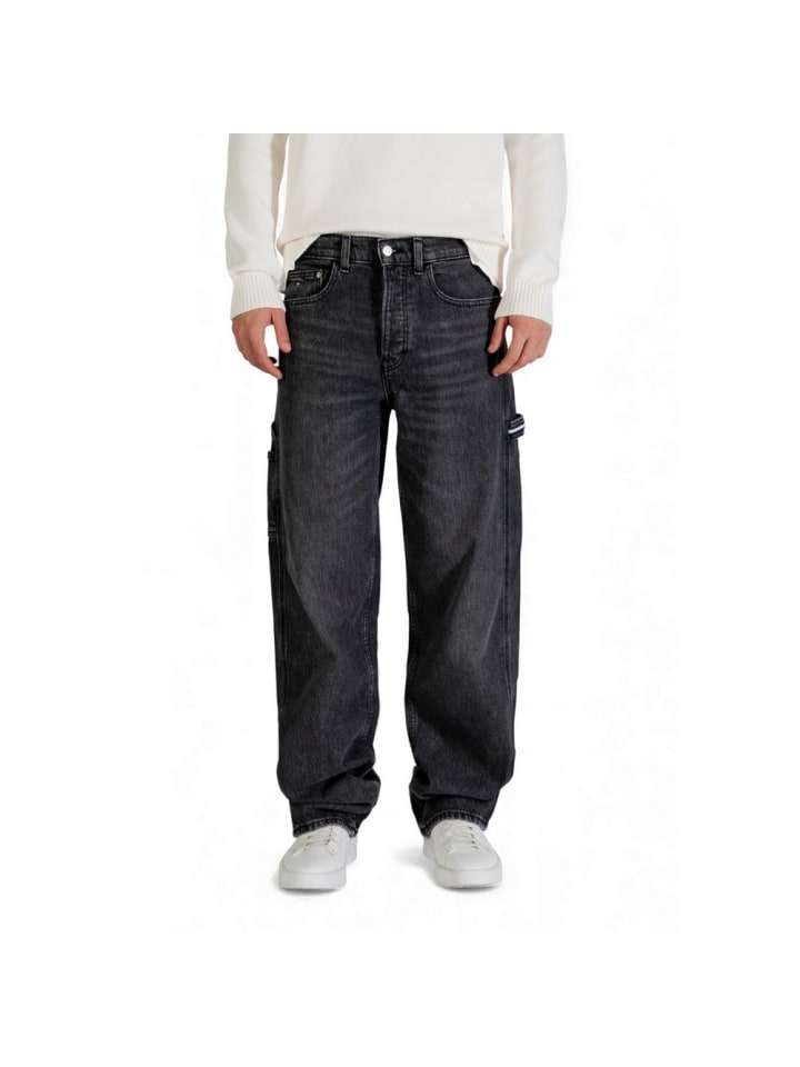 Schwarz Recycelte Baumwolle Relaxed-Fit-Jeans