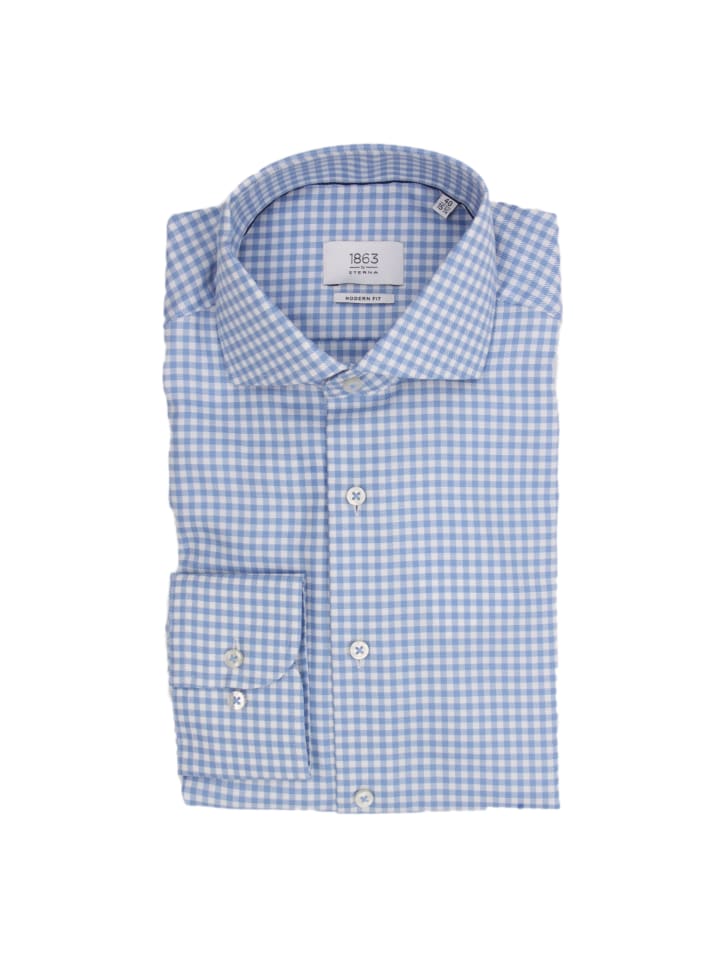 Langarm Hemd Modern Fit Twill in Blau