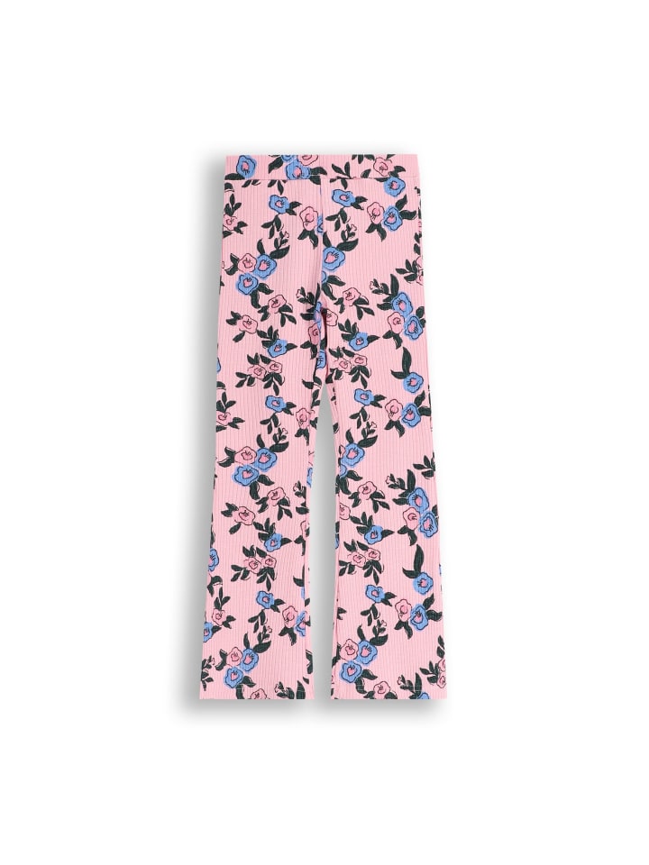 Gerippte Leggings mit langem Hosenbein in gedämpftes Rosa