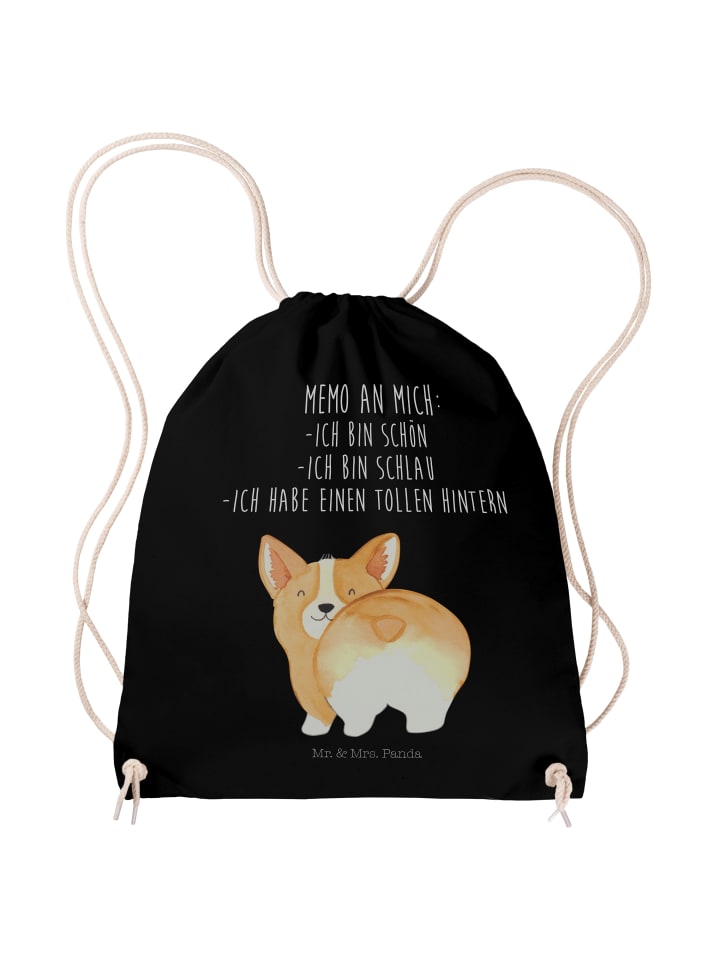 Turnbeutel Corgi Po mit Spruch in Schwarz