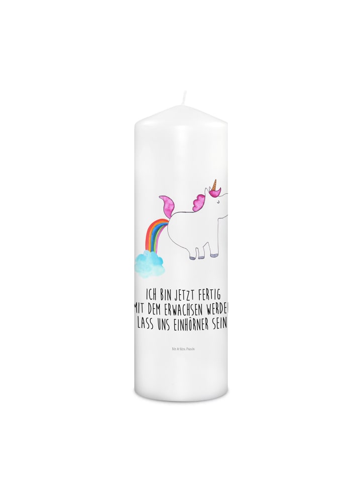 Wachskerze Einhorn Pupsen mit Spruch in Weiß