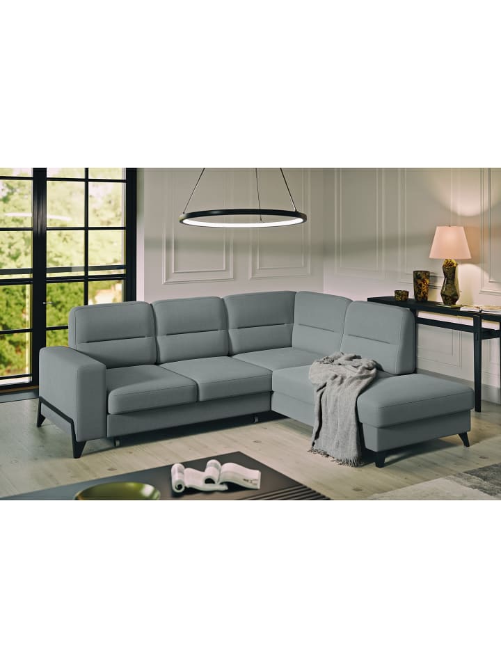 Cassada Recamiere Rechts in Grau -  (L) 237 x (B) 277 x (H) 100 cm