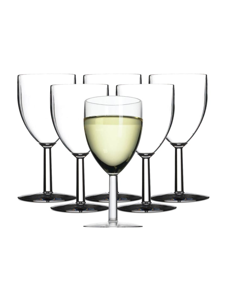 6er Set Kunststoff-Weißweingläser Outdoor in Transparent 200 ml