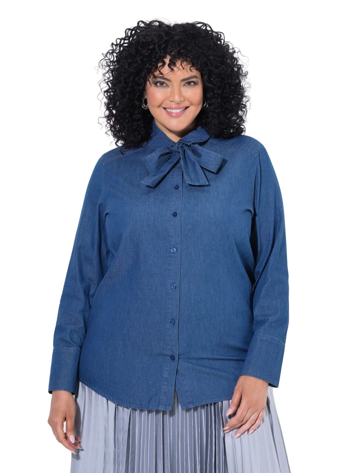 Bluse in mid blue denim
