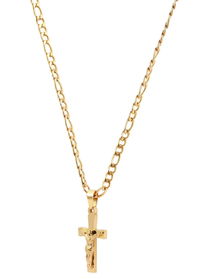 Unisex Halskette mit Anhänger – Kreuz aus Edelstahl in gold