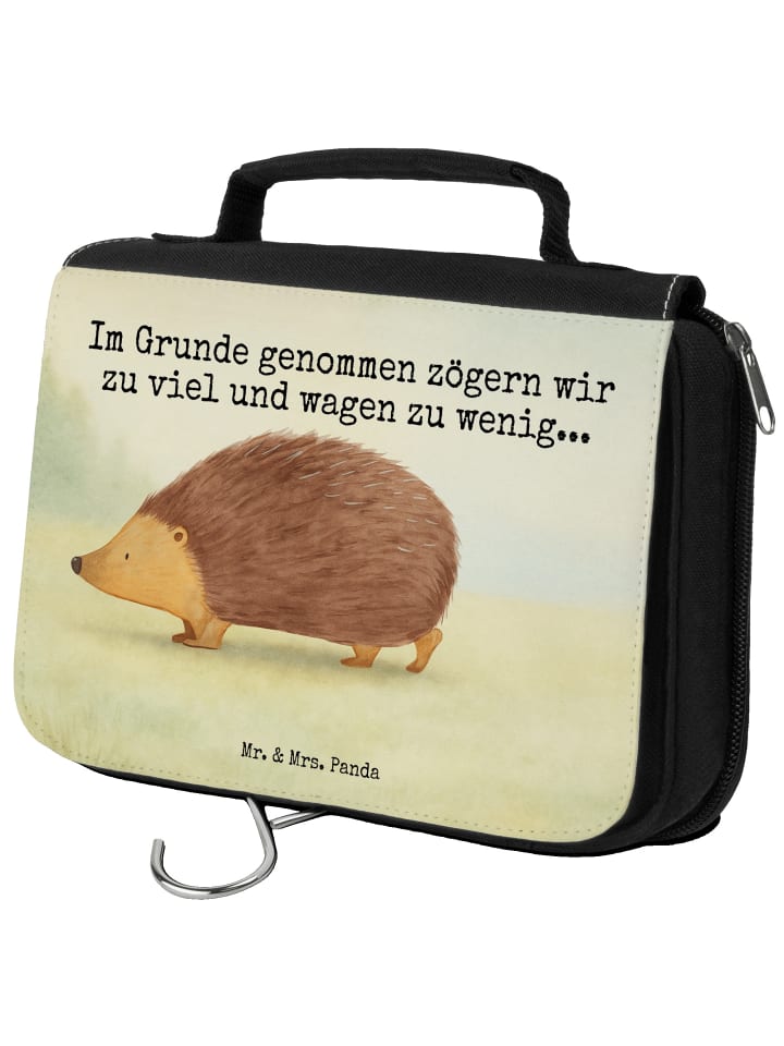 Kosmetiktäschchen Igel Herzen Design mit Spruch in Weiß