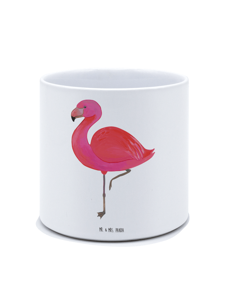 Großer Blumenkübel Flamingo Classic ohne Spruch in Weiß