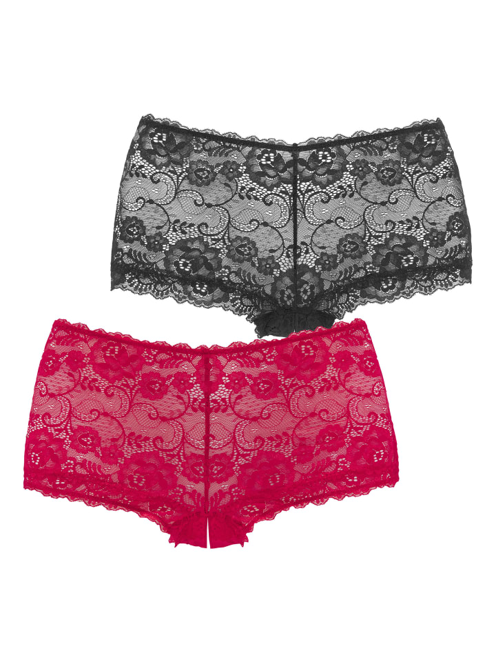 Panty-Ouvert in schwarz+rot
