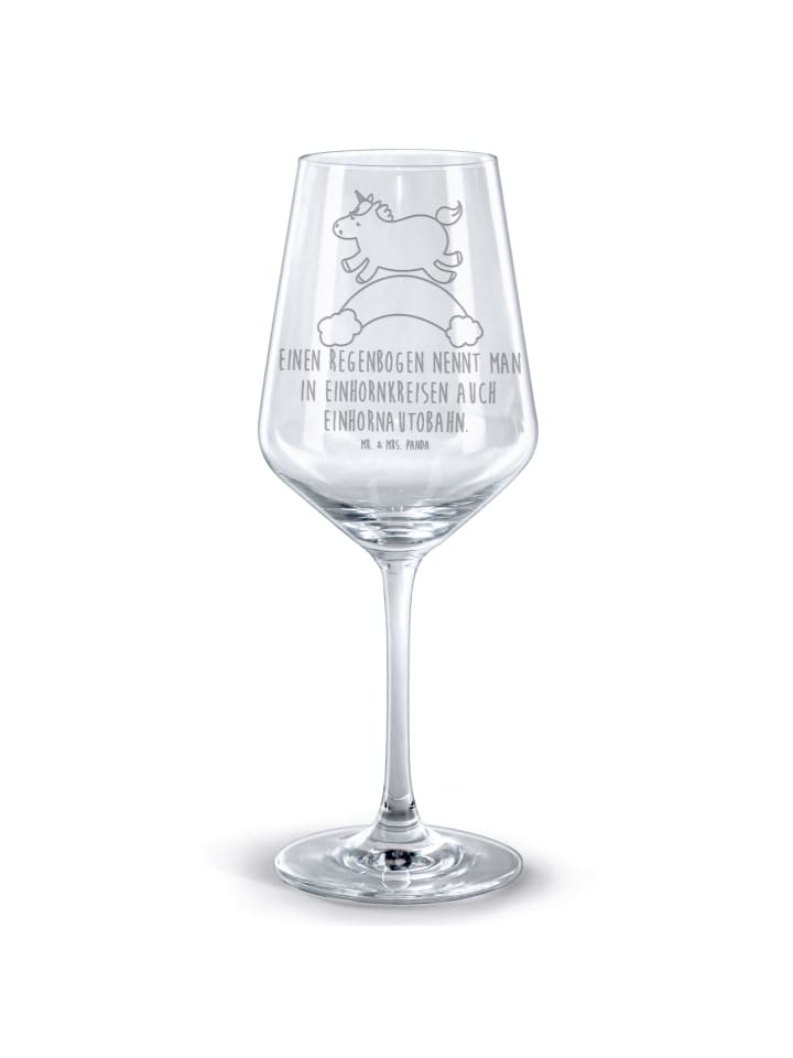 Weinglas Einhorn Regenbogen mit Spruch in Transparent