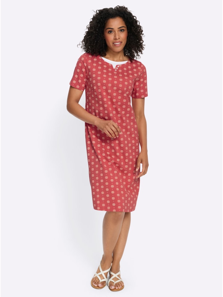 Jersey-Kleid in grapefruit-magenta-bedruckt