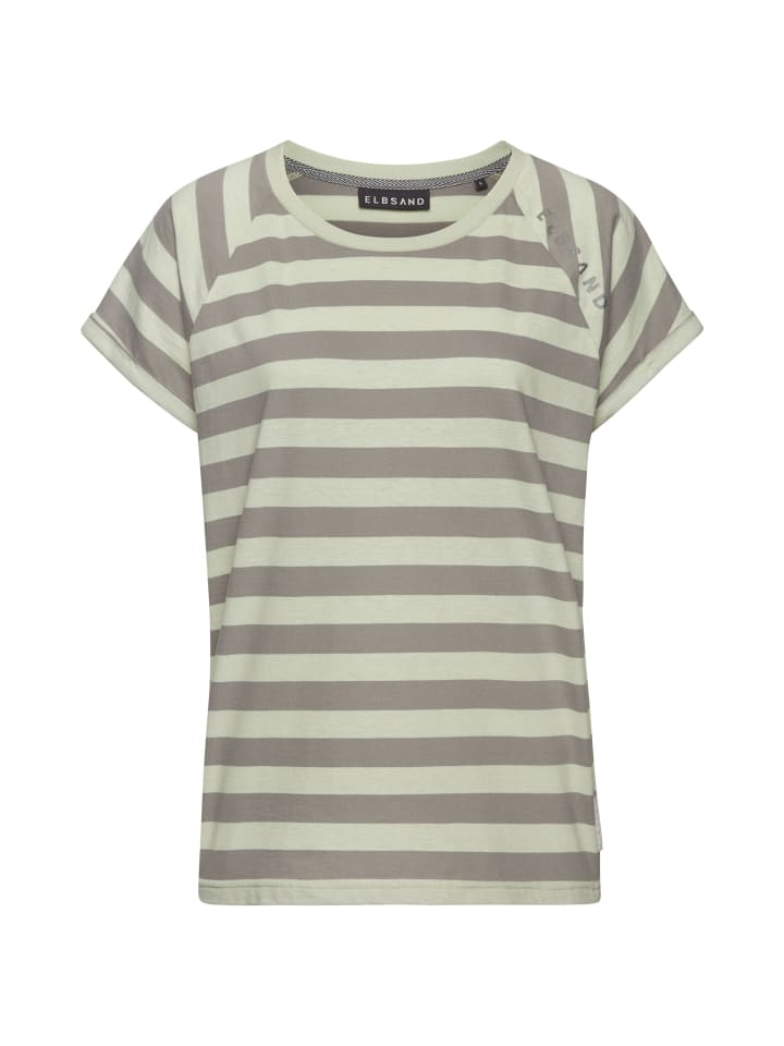 T-Shirt in pastellgrün-grau