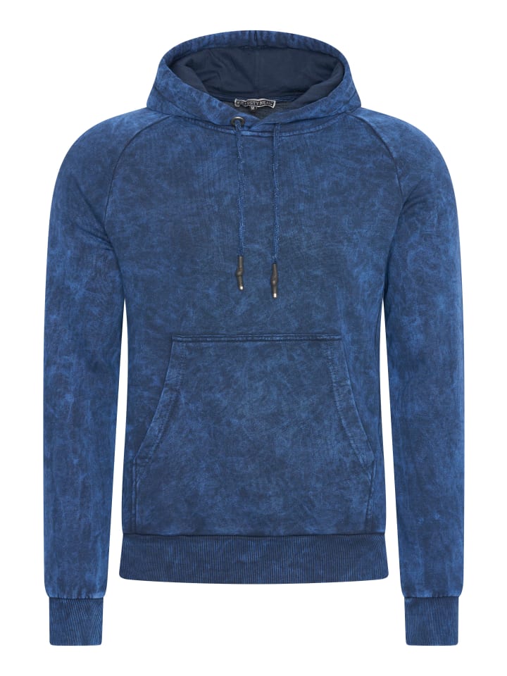 Verwaschener Kapuzenpullover Regular Fit in Indigo