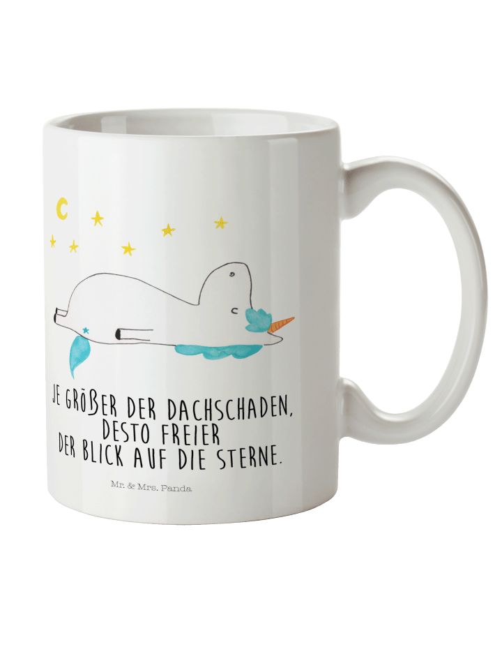 Tasse mit Henkel Einhorn Sternenhimmel mit Spruch in Weiß
