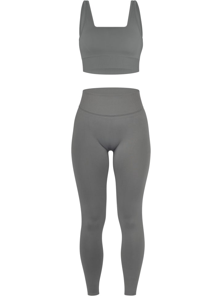 Scrunch Shape Set (Push-Up Leggings und Medium Support Sport-BH) in Anthrazit