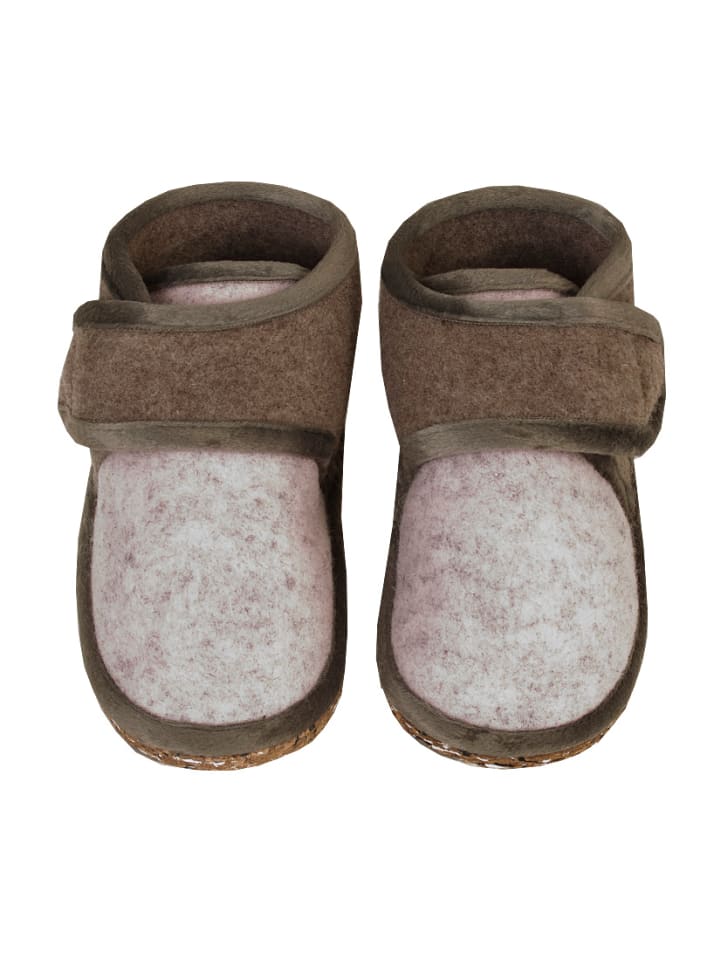 Kinderpantoffeln rosa in Beige