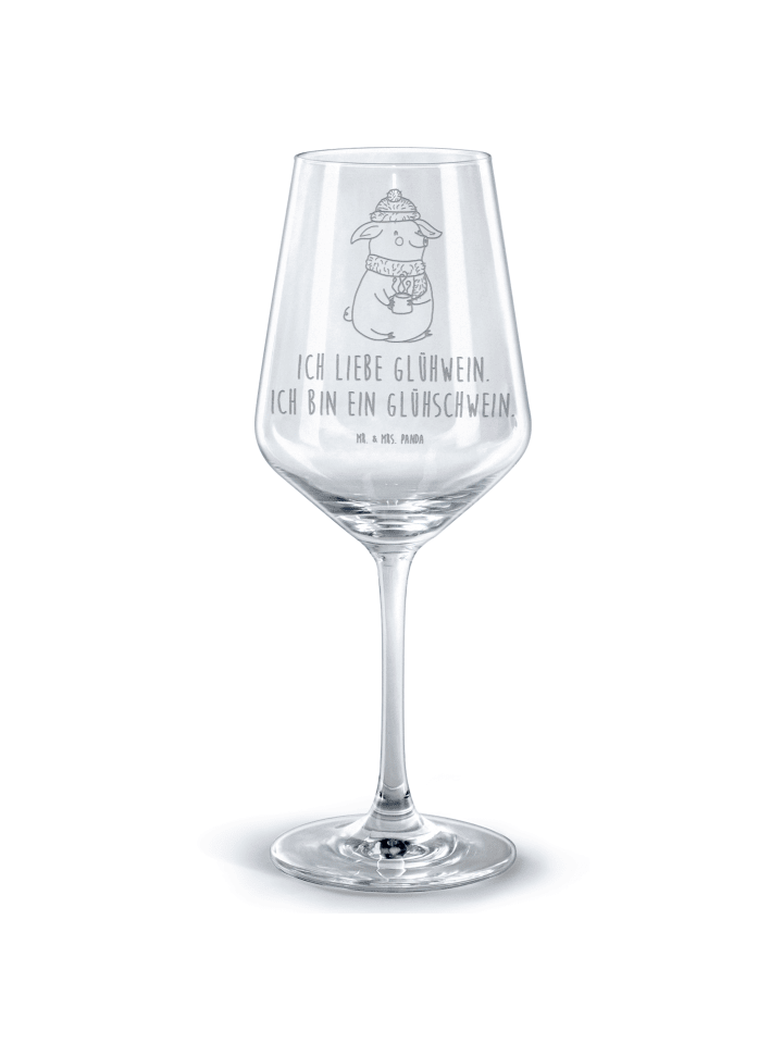Weinglas Schwein Glühwein mit Spruch in Transparent