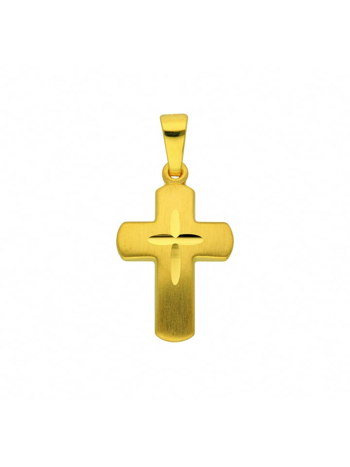 Damen & Herren 333 Gold Kreuz Anhänger in gold