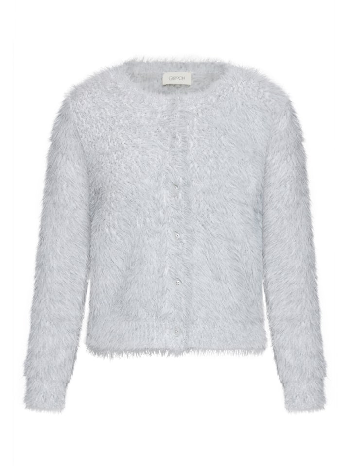 Strick-Cardigan mit Rundhalsausschnitt in Grau