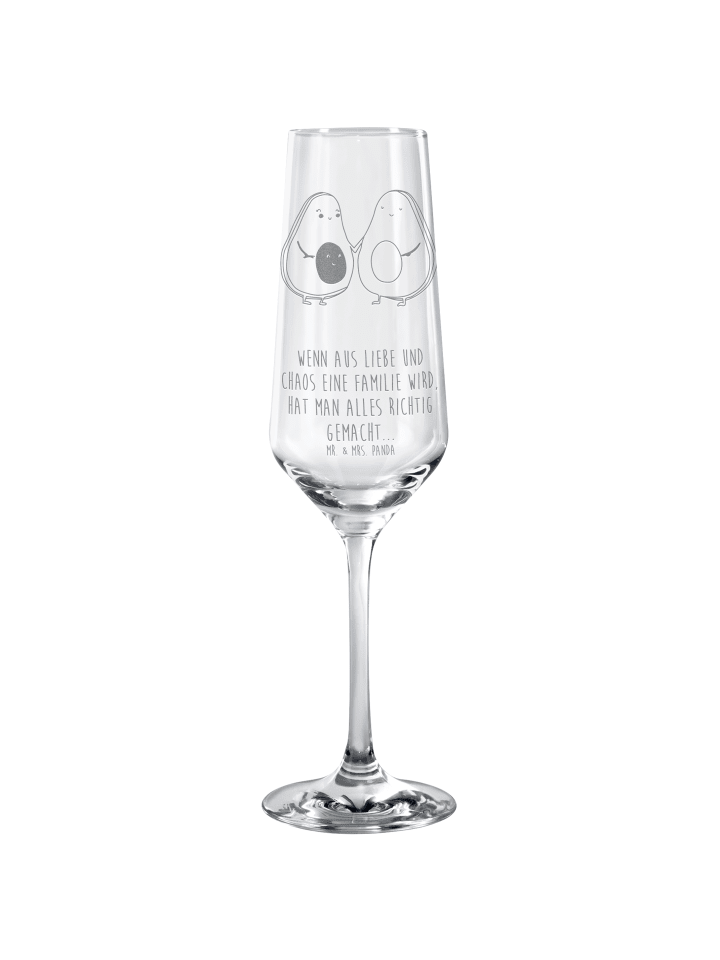 Champagnerglas Avocado Pärchen mit Spruch in Transparent