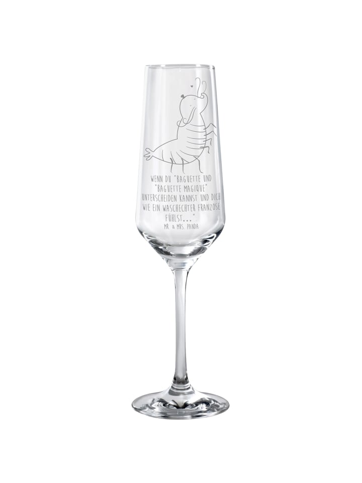 Sektglas Garnele Franzose mit Spruch in Transparent