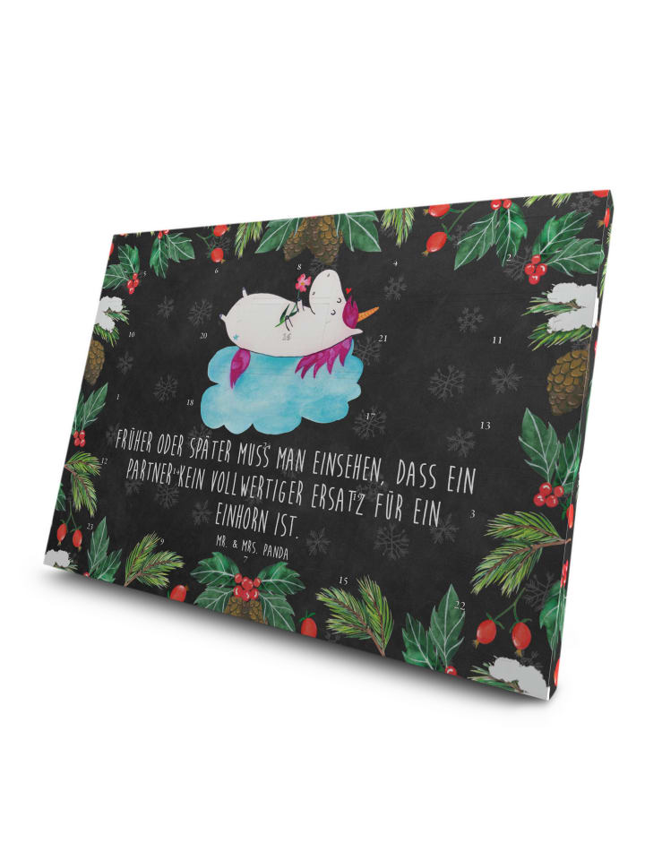 Advents-Teekalender Einhorn Verliebt mit Spruch in Kreidetafel