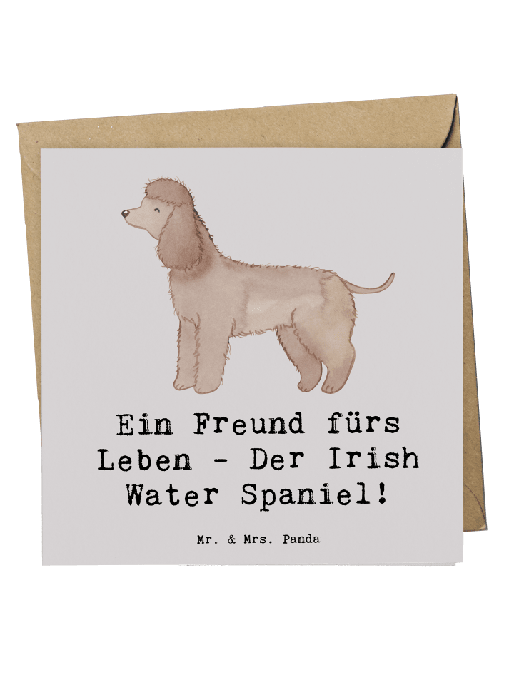 Deluxe Karte Irish Water Spaniel Freund mit Spruch in Grau Pastell