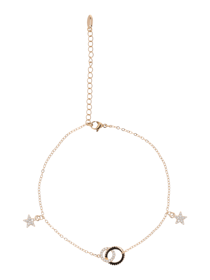 Women Ankle Bracelet in Rose Gold White
