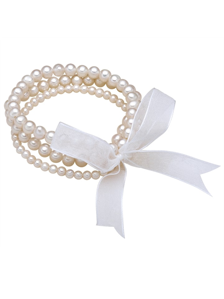 Perlen-Armband aus Organza mit Süßwasser-Zuchtperle in weiß