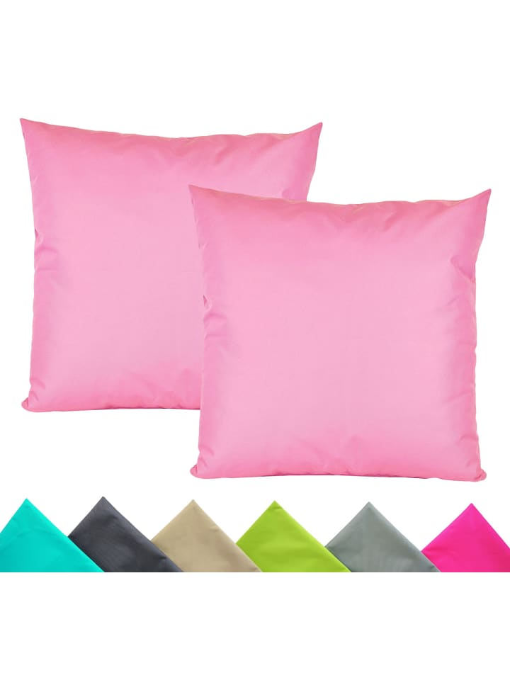 2er Set Outdoor Kissenhülle 40x40cm Uni in Rosa
