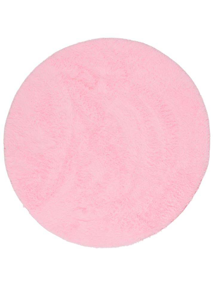 Hochflor-Teppich Fluffy Rund in rosa