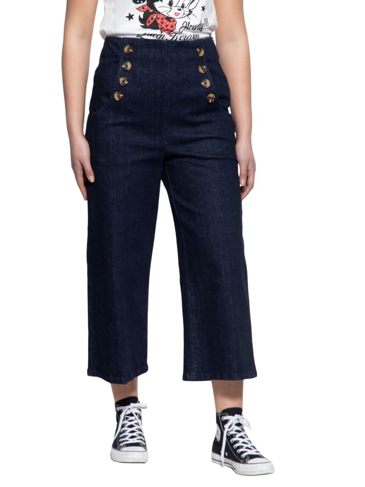 Queen Kerosin Capri Jeans in dunkelblau