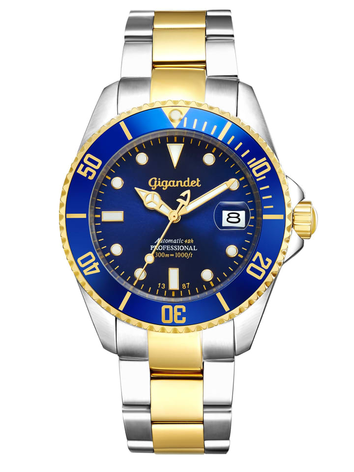 Automatikuhr "SEA GROUND"  in Silber/Gold/Blau