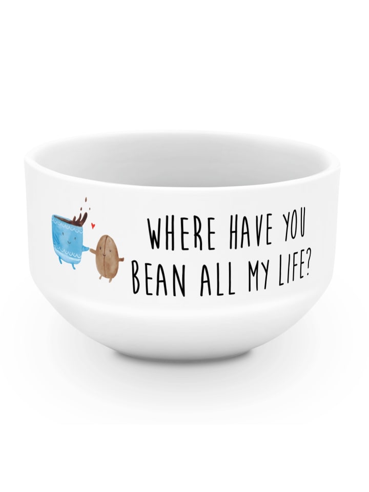 Schüssel Kaffee Bohne mit Spruch in Weiß
