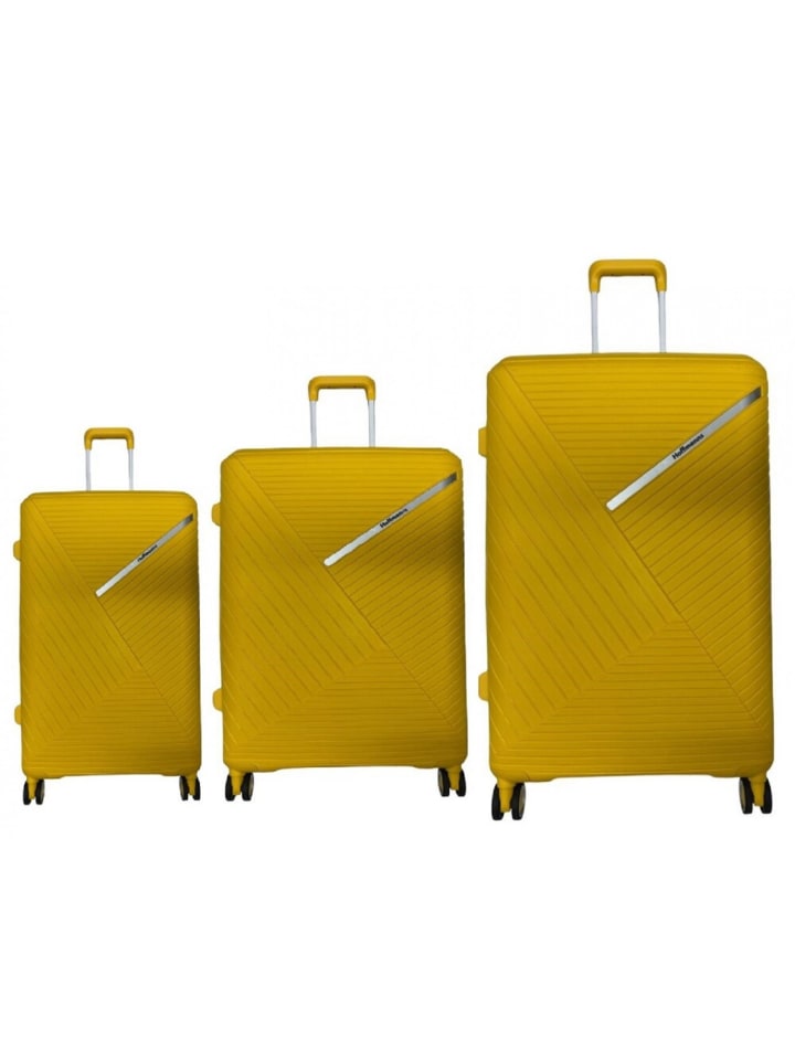 Leichtes Hartschalenkofferset 3-tlg. Koffer Set mit Doppel-Rädern in Gelb