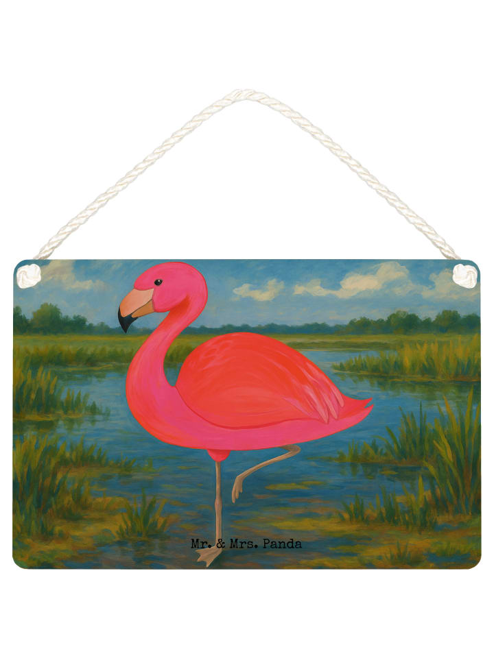 Schild Flamingo Classic Design ohne Spruch in Weiß