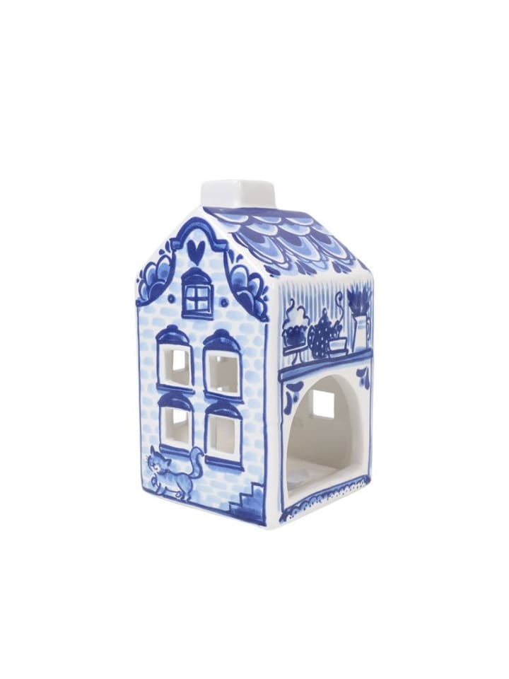 Teelichthalter Häuschen in Blau - 14,5cm