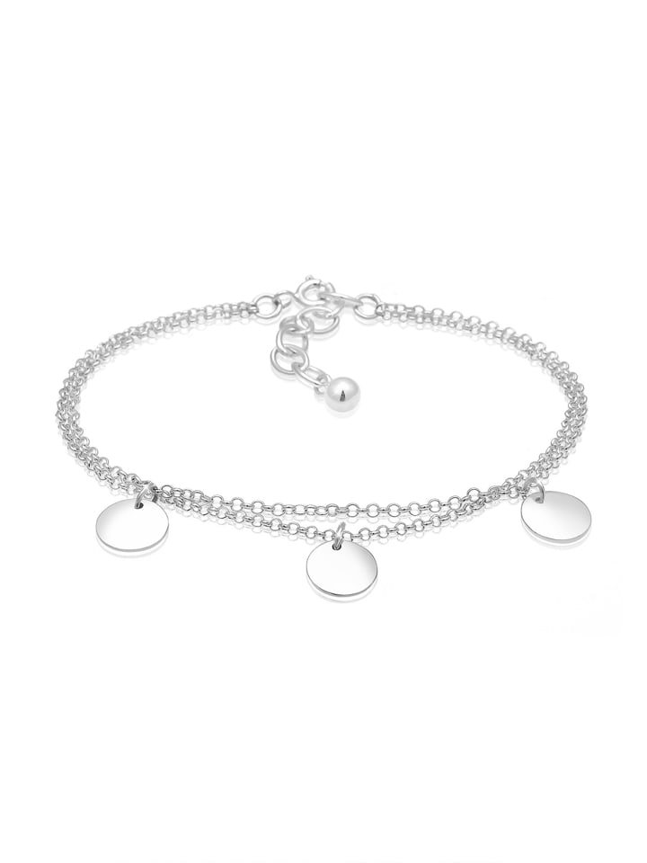 Armband 925 Sterling Silber Geo, Kreis, Plättchen in Silber