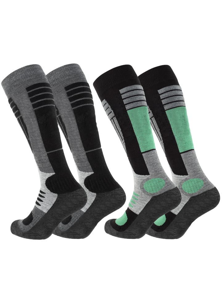 Ski & Snowboard Socken 2 Paar Wintersport Kniestrümpfe in Grün