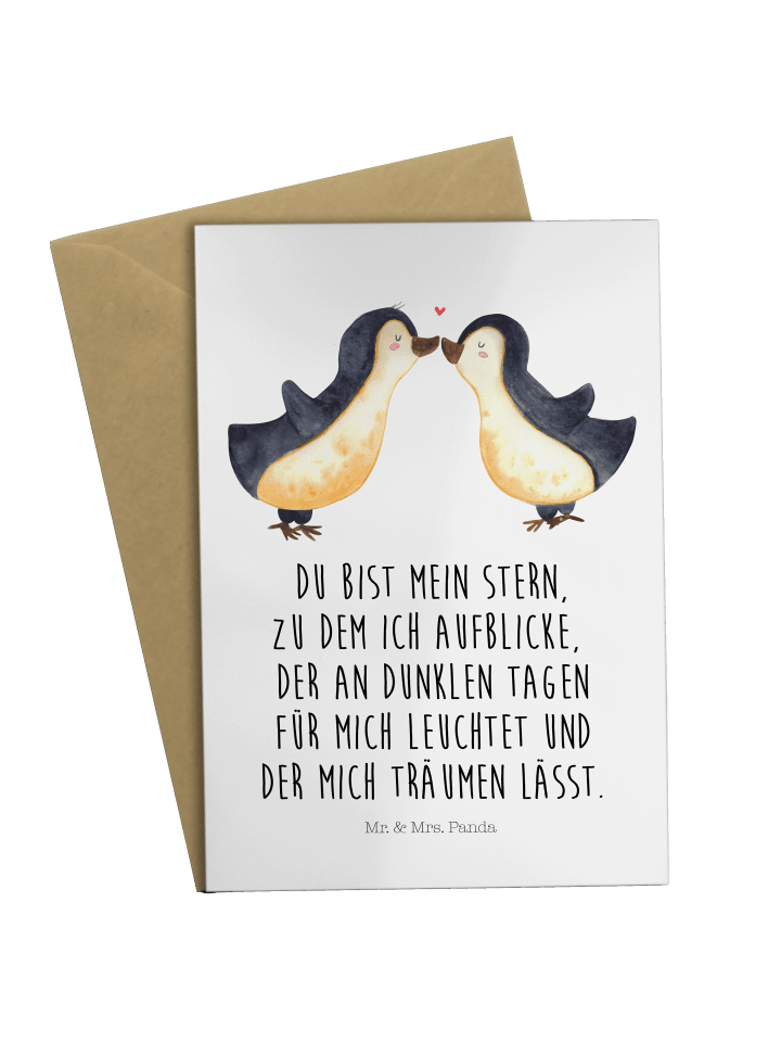 Klappkarte Pinguin Liebe mit Spruch in Weiß