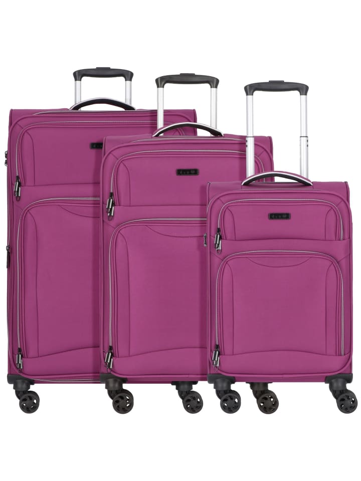 Travel Line 9204 4 Rollen Kofferset 3-teilig mit Dehnfalte purple