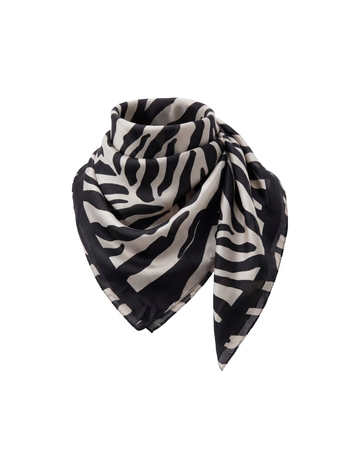 Women Feminine Scarf in Beige Black Zebra