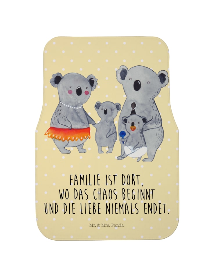 Automatte Koala Familie mit Spruch in Gelb Pastell