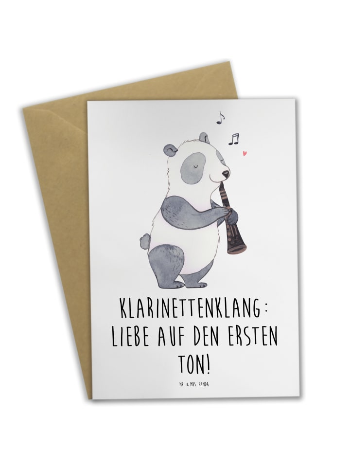Grußkarte Klarinette Liebe mit Spruch in Weiß